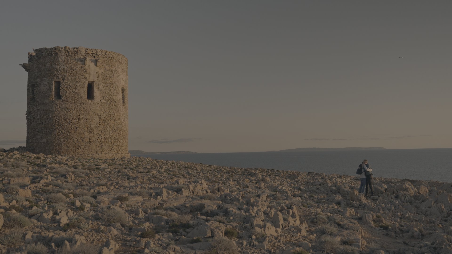 The same frame graded with the LUT from the prompt "golden hour, warm stone, earthy, teal & orange cinematic look"